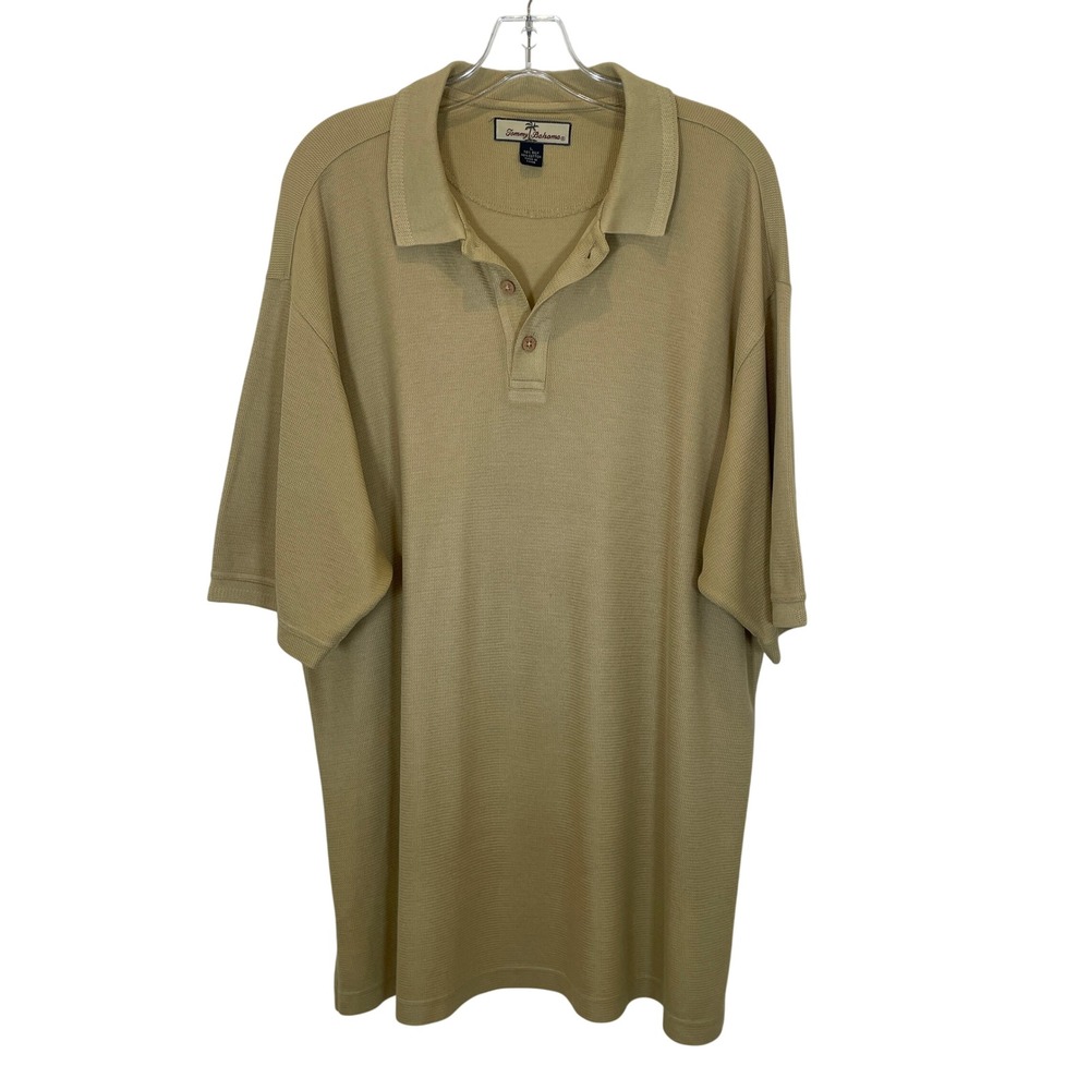 Tommy Bahama Polo Shirt Silk Cotton Short Sleeve Light Green Vacation Size Large